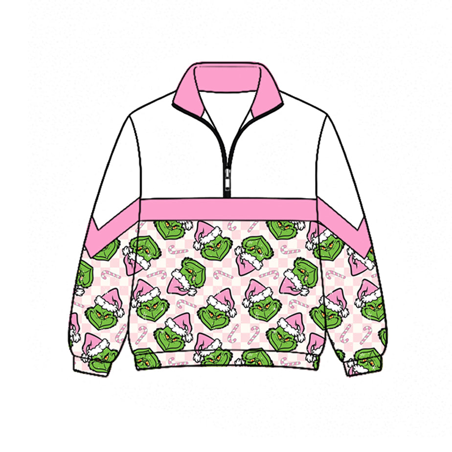 6.24 Preorder  Baby Girls Christmas Green Face Long Sleeve Pullover Top