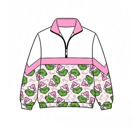 6.24 Preorder  Baby Girls Christmas Green Face Long Sleeve Pullover Top