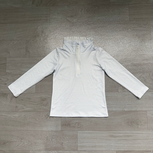7.6 GT1755 Preorder Kids Girls Blue Long Sleeve Zipper Pullover Top