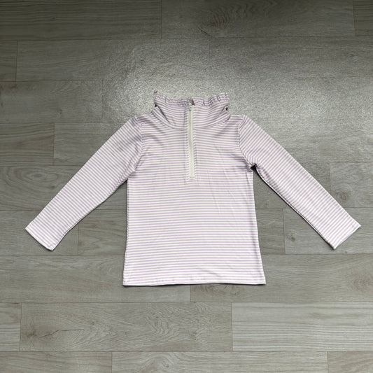 7.6 GT1758 Preorder Kids Girls Purple Striped Long Sleeve Zipper Pullover Top