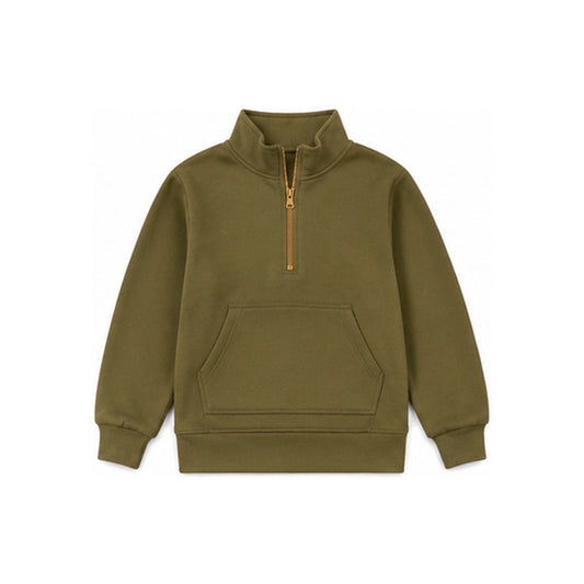 7.14 GLP3489 Preorder Olive Green Long Sleeve Zipper Pullover Sweatshirt