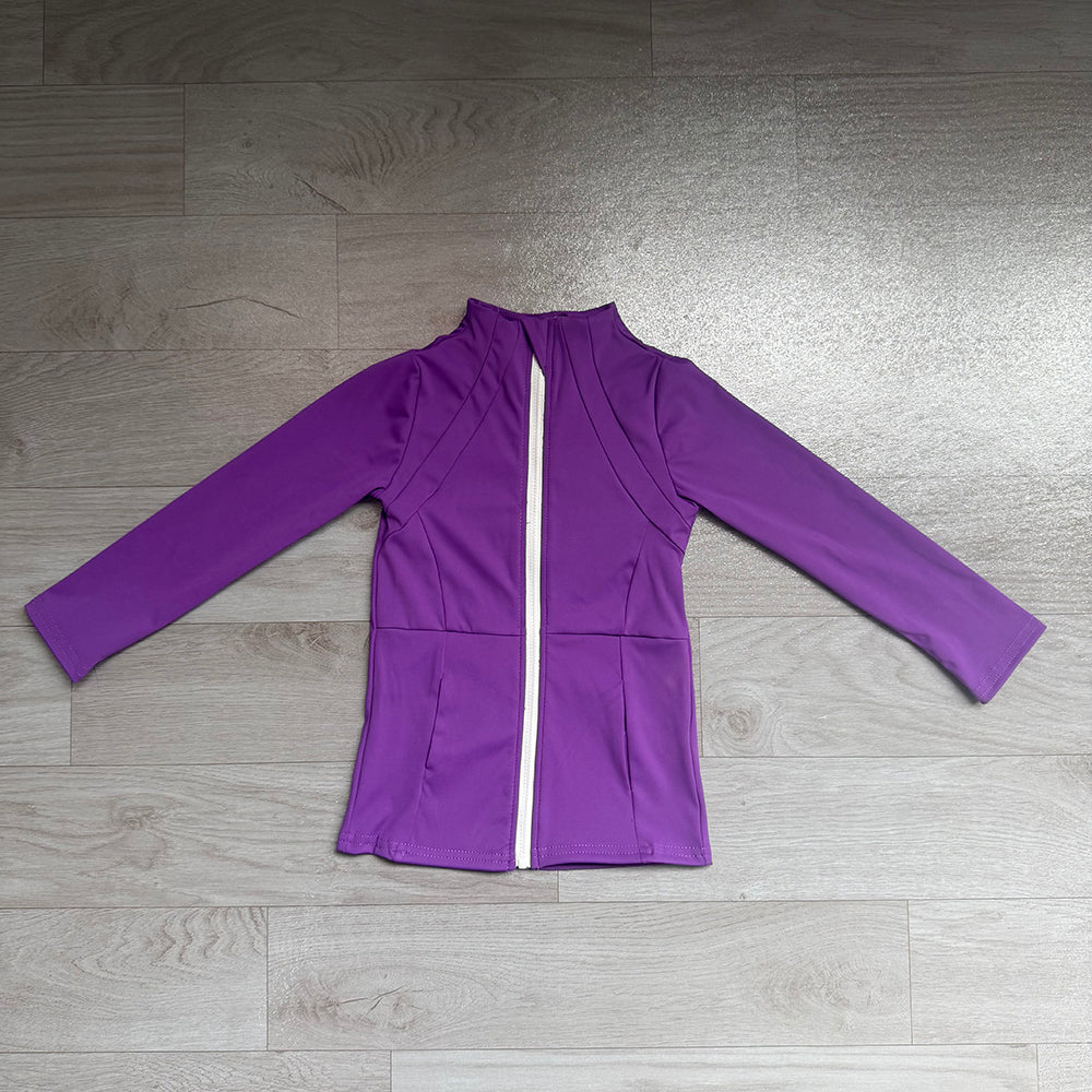 7.22 GT1803 Preorder Purple Color Girls Long Sleeve Zipper Yoga Jacket Top
