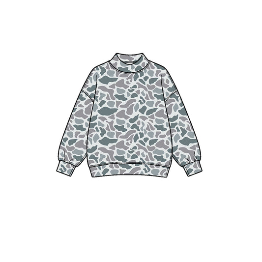 8.1 GT1811 Preorder Grey Camo Print Girls Yoga Long Sleeve Tee Shirts Top