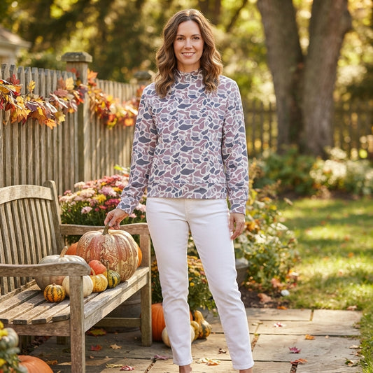 GT1816 Adult Grey Camo Print Woman Mock Neck Yoga Long Sleeve Tee Shirts Top