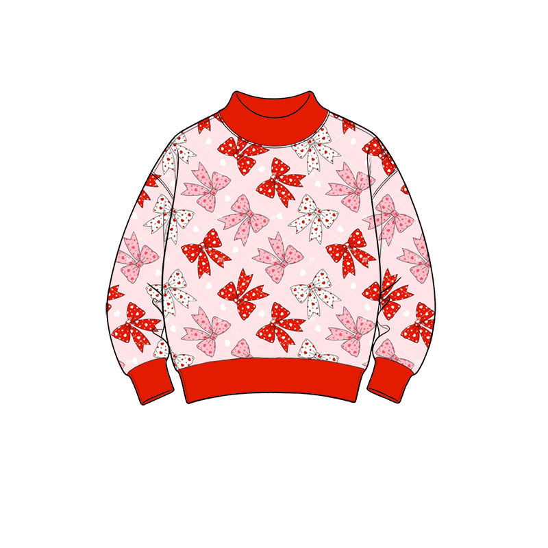 8.12 GT1836 Preorder Hearts Pink Red Bows Print Girls Valentine's Day Tee Shirts Top