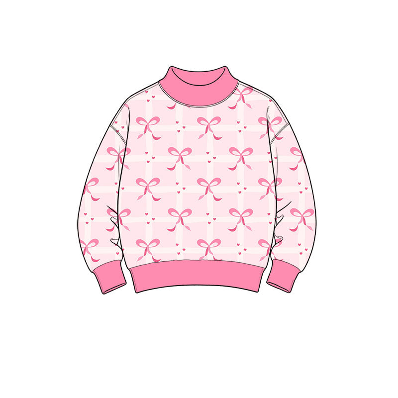8.12 GT1838 Preorder Hearts Bows Pink Checkered Print Girls Valentine's Day Tee Shirts Top