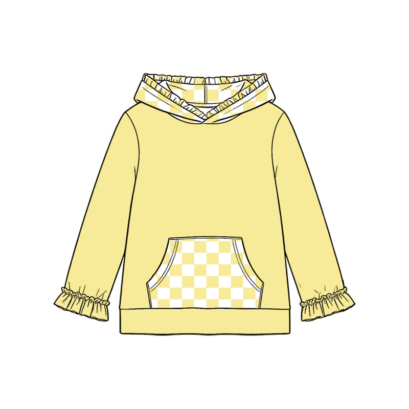 8.19 Preorder Kids Girls Yellow Pocket Hoodie Top