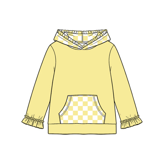 8.19 Preorder Kids Girls Yellow Pocket Hoodie Top