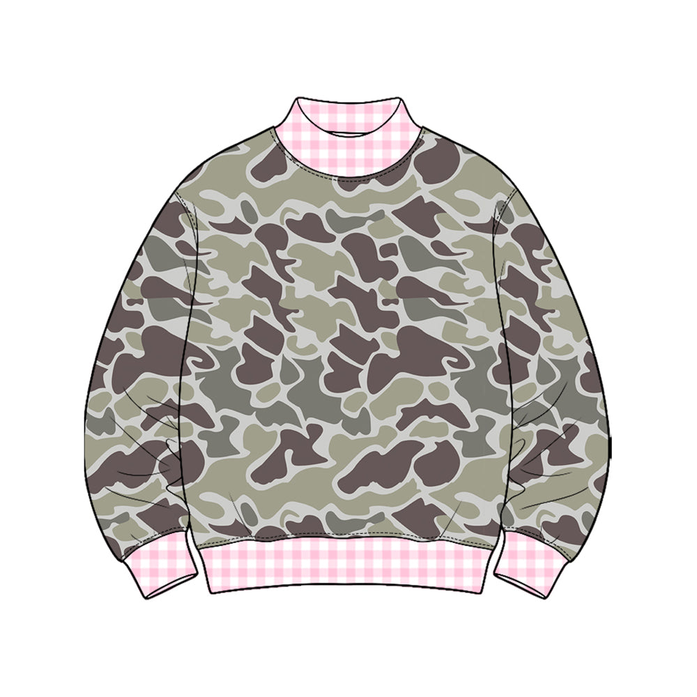 8.20 GT1873 Preorder Dark Brown Camo Print Girls Tee Shirts Top