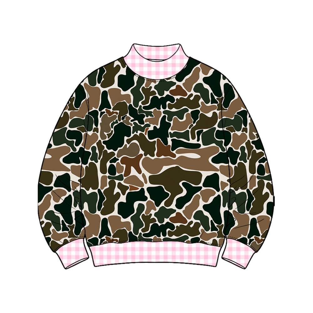 8.20 GT1876 Preorder Brown Camo Print Girls Tee Shirts Top