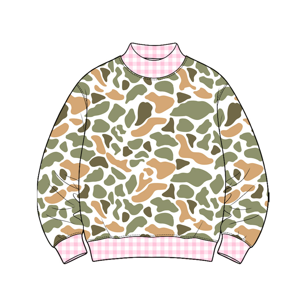 8.20 GT1877 Preorder Green Orange Camo Print Girls Tee Shirts Top