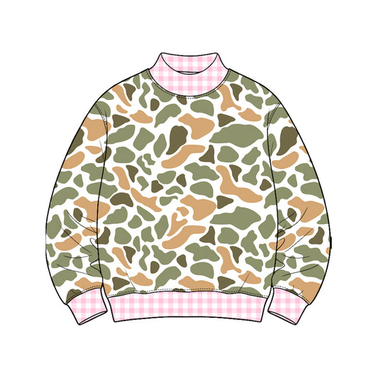 8.20 GT1877 Preorder Green Orange Camo Print Girls Tee Shirts Top