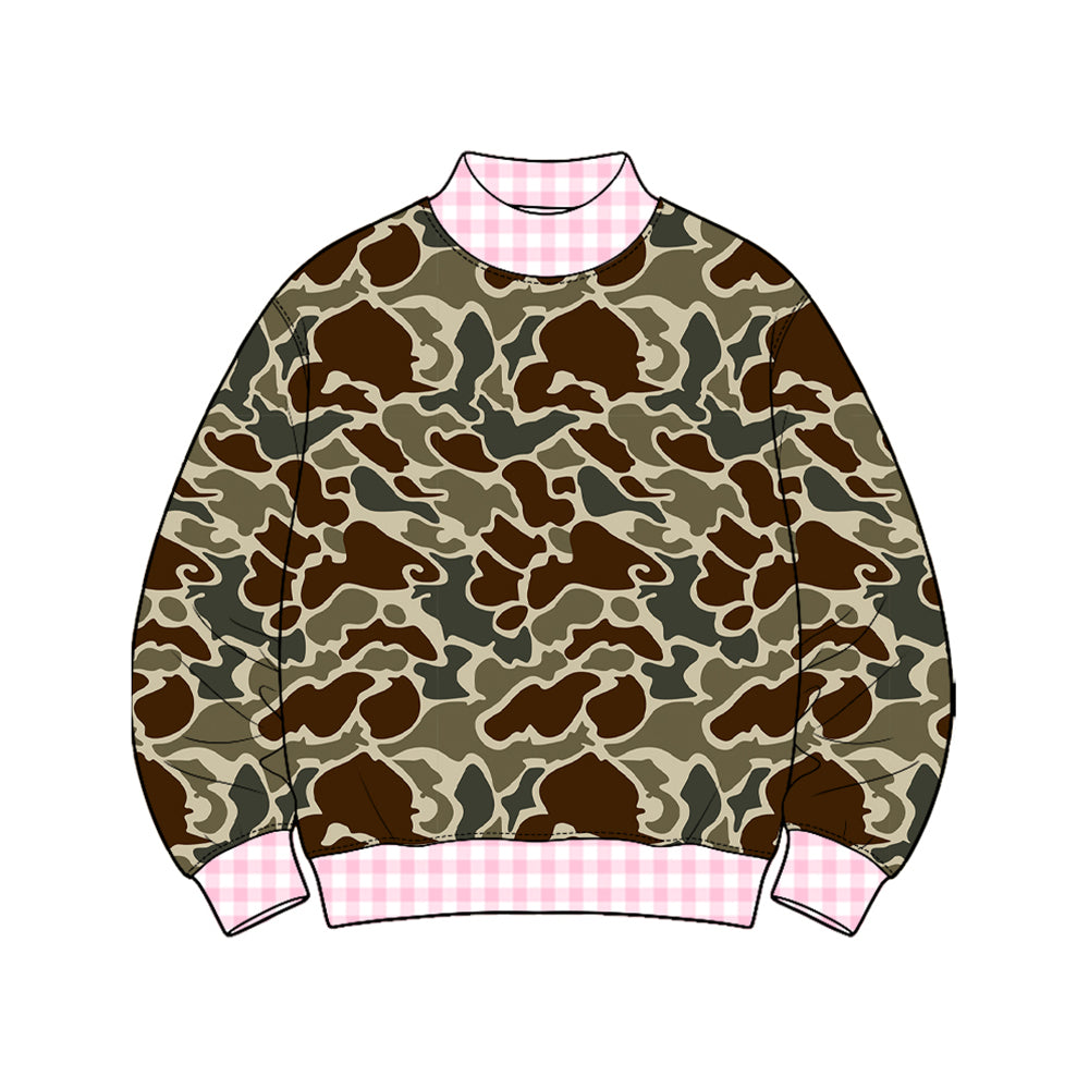 8.20 GT1878 Preorder Dark Brown Green Camo Print Girls Tee Shirts Top