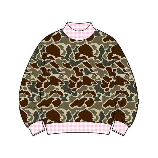 8.20 GT1878 Preorder Dark Brown Green Camo Print Girls Tee Shirts Top
