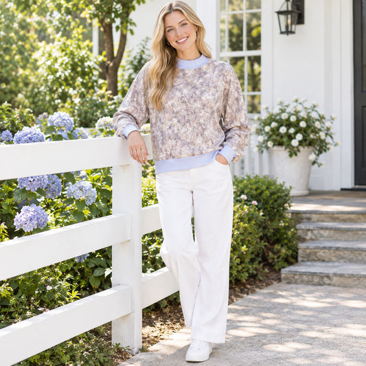 GT1882 Adult Leaf Camo Active Sweatshirt Light Blue Trim