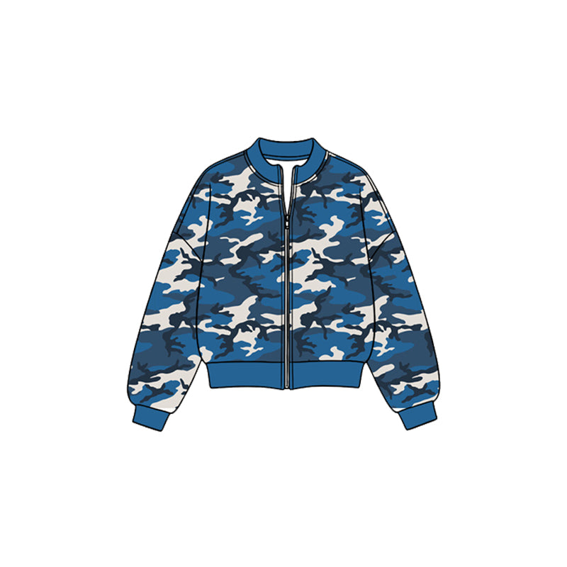 8.26 Preorder GT1887 Kids Girls  Blue Camo Active Jacket