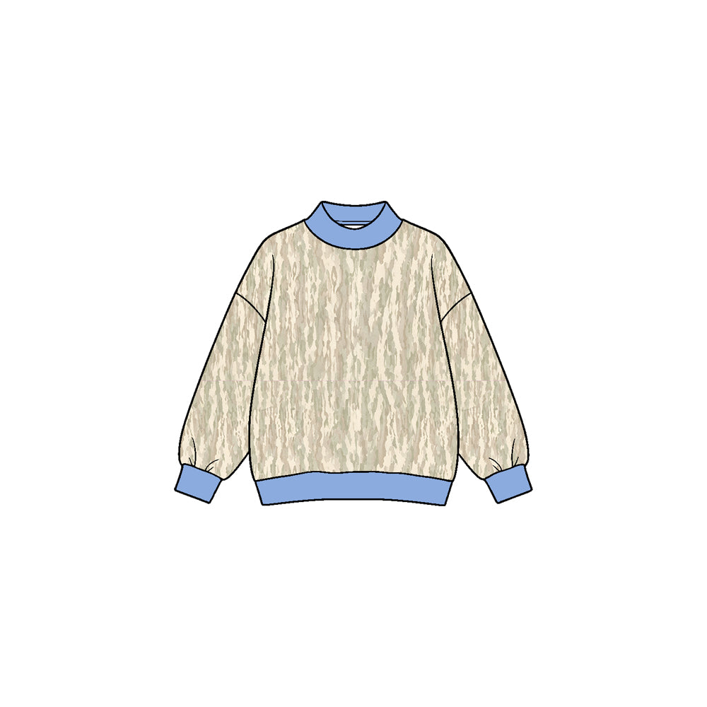 8.27 Preorder Kids Girls Camo Blue Crewneck  Sweatshirt Top