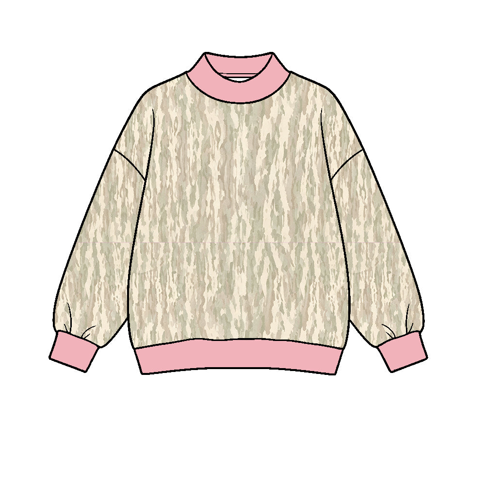 8.21 GT1891 Preorder Adult Women Camo Pink Crewneck  Sweatshirt Top