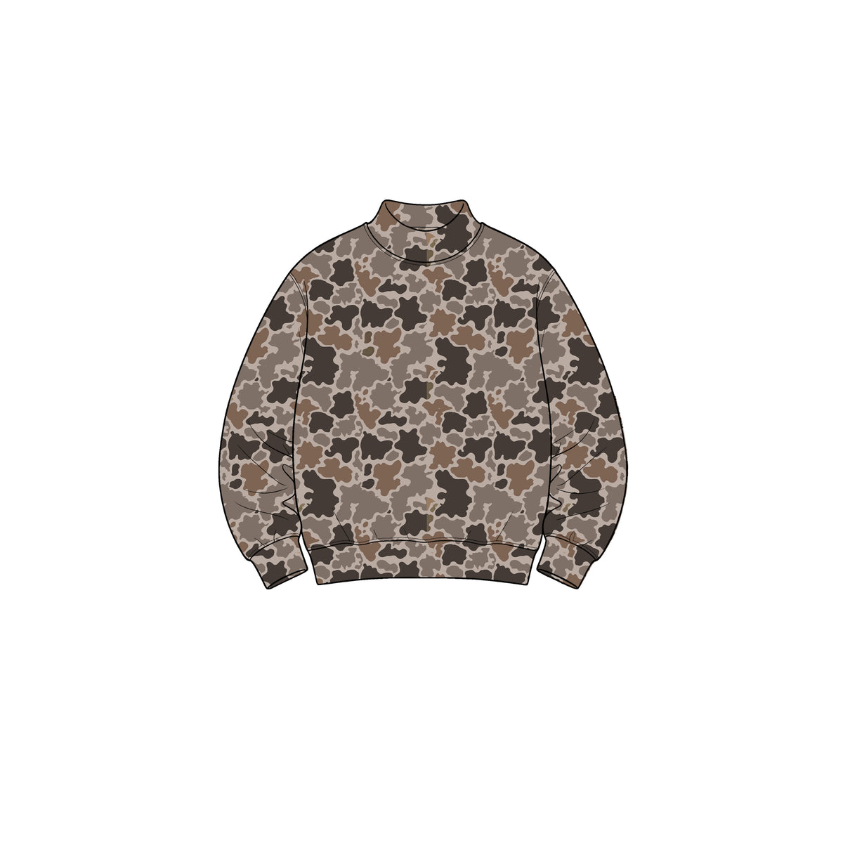 8.31 GT1898 Preorder Brown Camo Print Girls Long Sleeve Mock Neck Yoga Tee Shirts Top