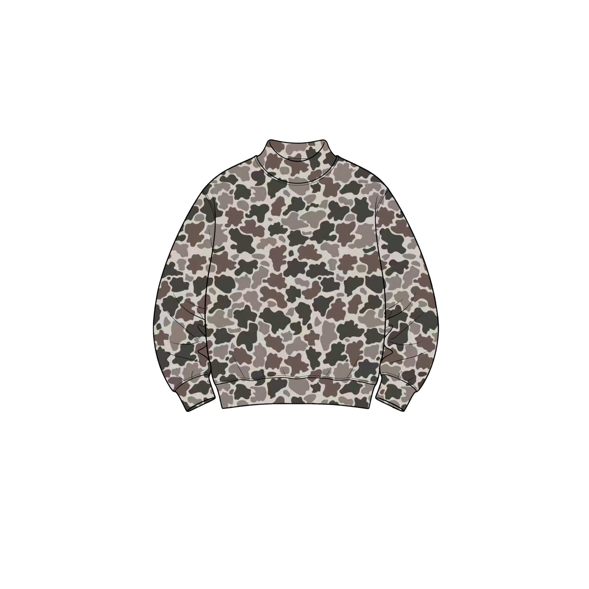 8.31 GT1899 Preorder Brown Camo Print Girls Long Sleeve Mock Neck Yoga Tee Shirts Top