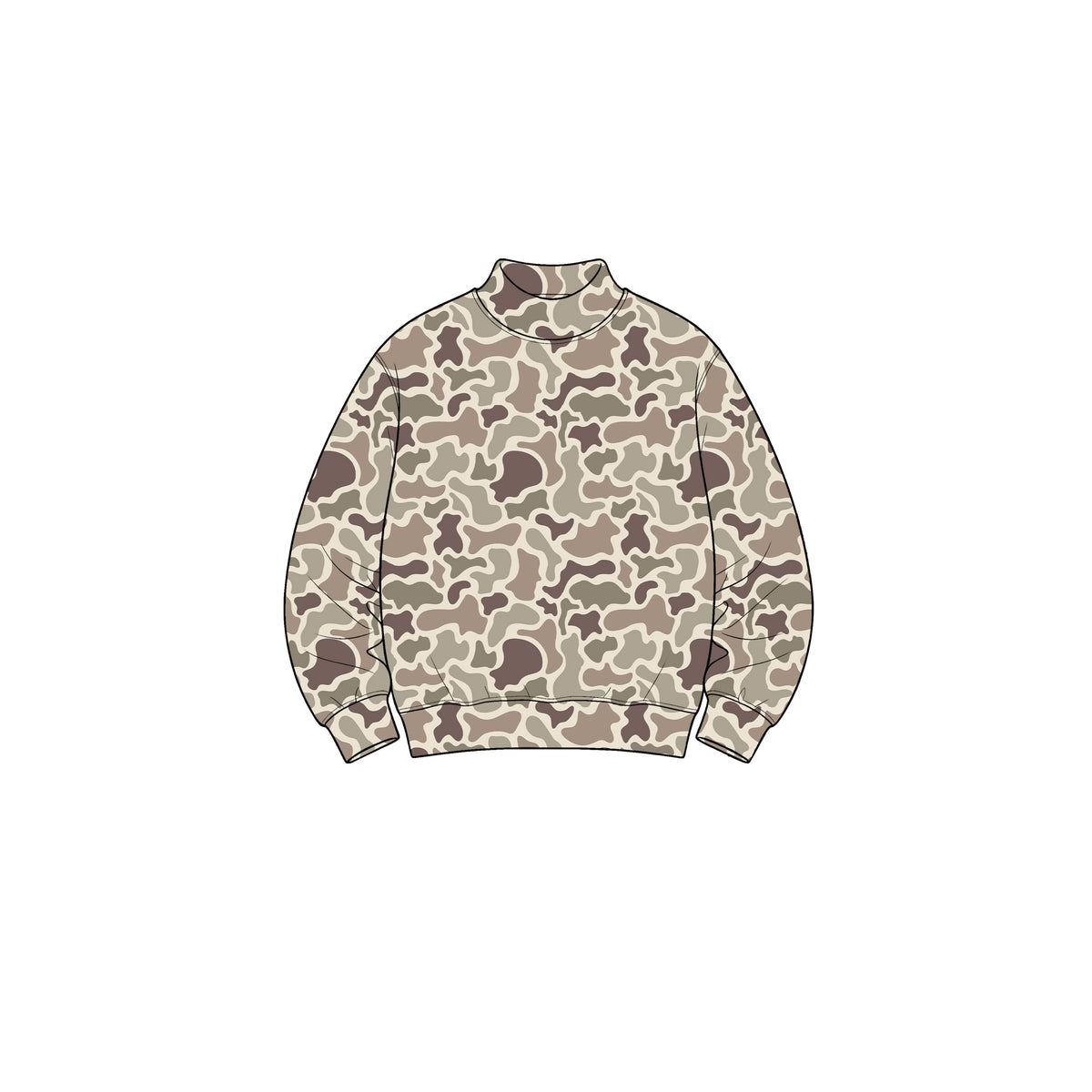 8.31 GT1900 Preorder Brown Camo Print Girls Long Sleeve Mock Neck Yoga Tee Shirts Top