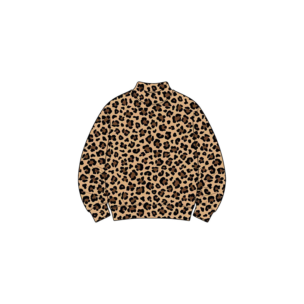 8.31 Preorder GT1904 Baby Girls   Leopard Long Sleeve Mock Neck Top