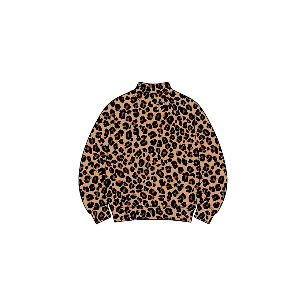8.31 Preorder GT1905 Baby Girls Fall Leopard Long Sleeve Mock Neck Top