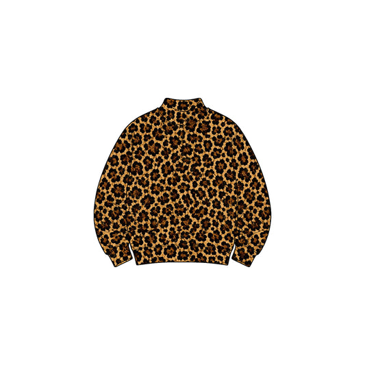 8.31 Preorder GT1906 Baby Girls Dark Leopard Long Sleeve Mock Neck Top