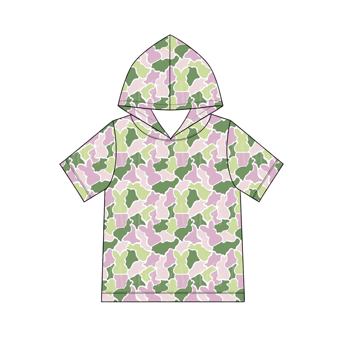9.3   GT1918 Preorder Baby Boys Easter Pink Bunny Green Camo Short Sleeev Hoodie Top