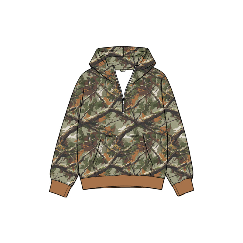 9.25 GT1937 Preorder Kids  Boys Camo Tree Long Sleeve Zipper Hoodie Top