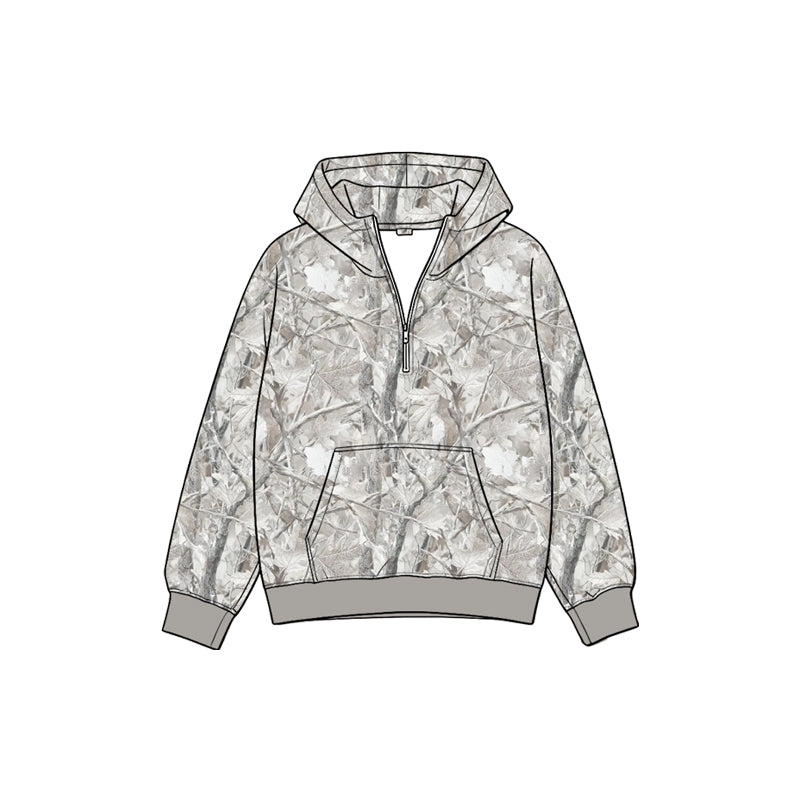 9.25 GT1938 Preorder Kids  Boys Snow Camo Long Sleeve Zipper Hoodie Top