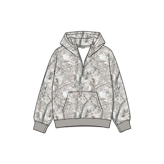 9.25 GT1938 Preorder Kids  Boys Snow Camo Long Sleeve Zipper Hoodie Top