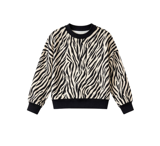10.1 Preorder GT1942 Kids Girls Zebra Long Sleeve Top