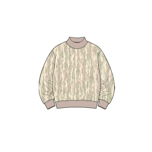 10.9 Preorder GT1952 Camo Tie Dye Print Girls Mock Neck Long Sleeve Tee Shirts Top