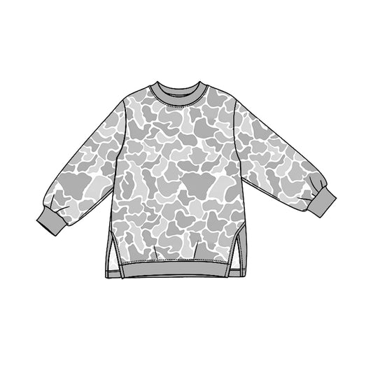 10.13 GT1959 Preorder Kids Girls Grey Camo Long Sleeve Active Top