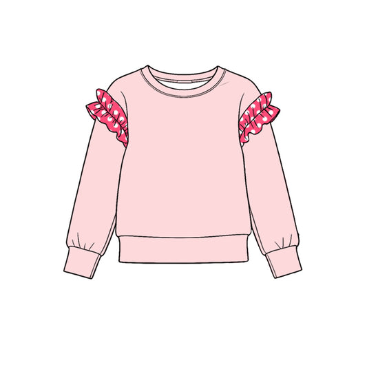 10.21 GT1989 Preorder Girls Pink Dot Ruffle Flutter Sleeve Tee Shirts Top