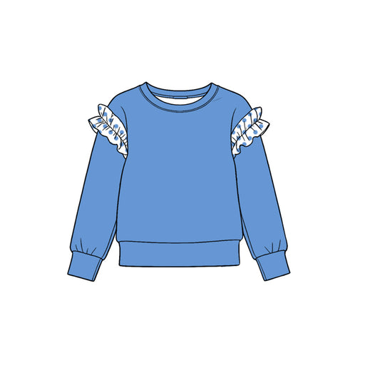 10.22 GT1997 Toddler Girl  Blue Polka Dot Ruffle Flutter Sleeve Top