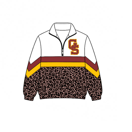 (Custom Design Preorder MOQ 5) Teams Gibson Southern Titans Leopard Print Girls & Women Sports  Long Sleeve Zipper Pullover Jacket Top