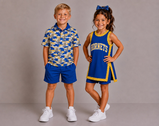 (Custom Design Preorder MOQ 5)  Teams Hardin Hornets Camo Print Boys Girls & Man Clothes Family Matching Wear