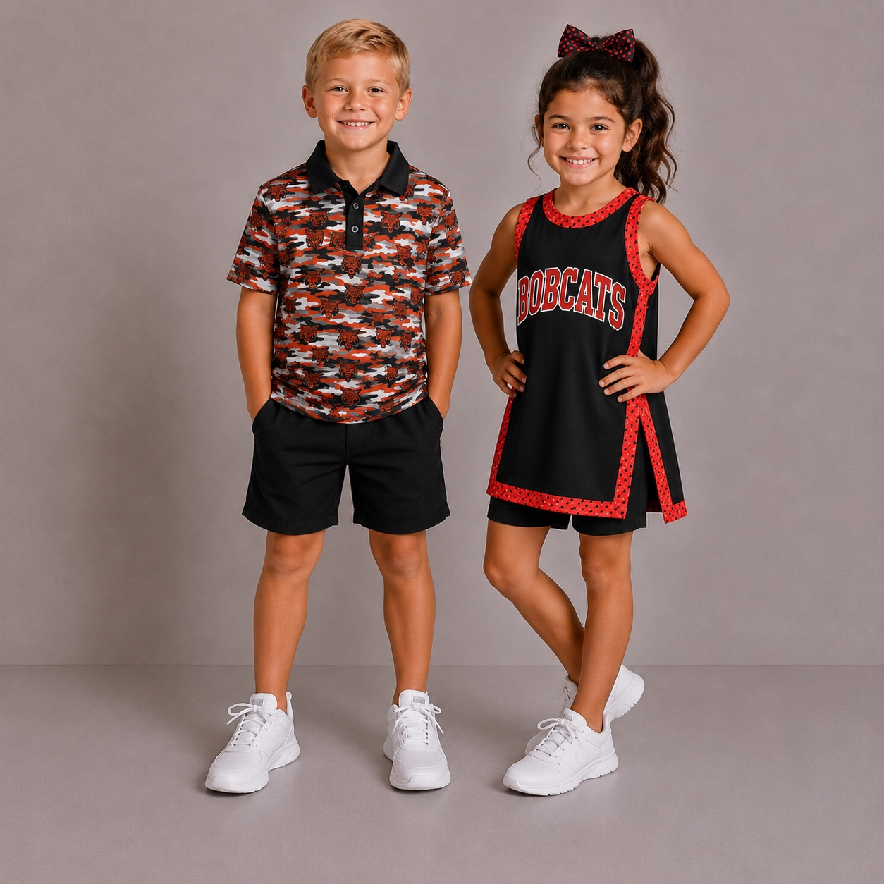 (Custom Design Preorder MOQ 5)  Teams Hull-Daisetta Bobcats Camo Print Boys Girls & Man Clothes Family Matching Wear