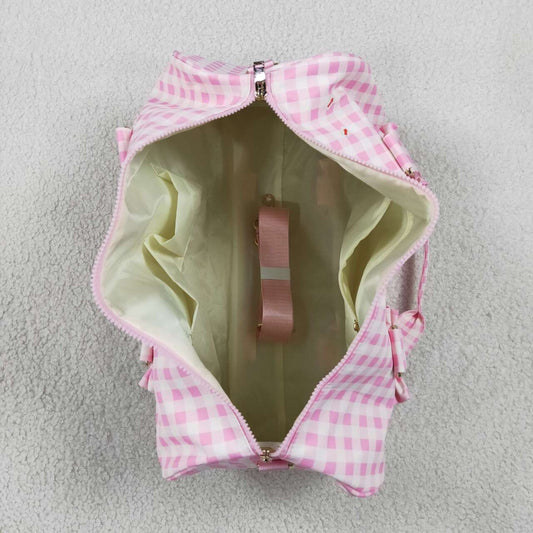 Young Adult Grey Pink Gingham Gym Bags