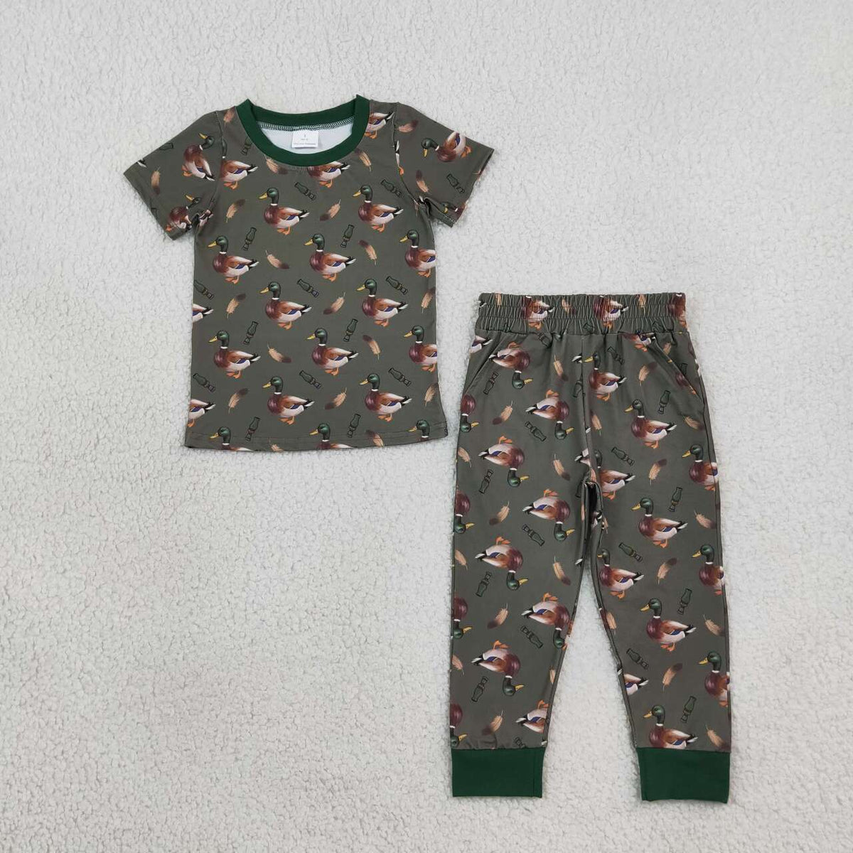 BSPO0702 Duck Call Print Boys Pajamas Clothes Set