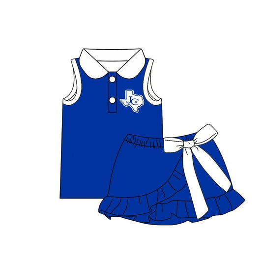 (Custom Design Preorder MOQ 5) Teams Jarrell Cougars Top White Bows Skort Girls Summer Yoga Clothes Set