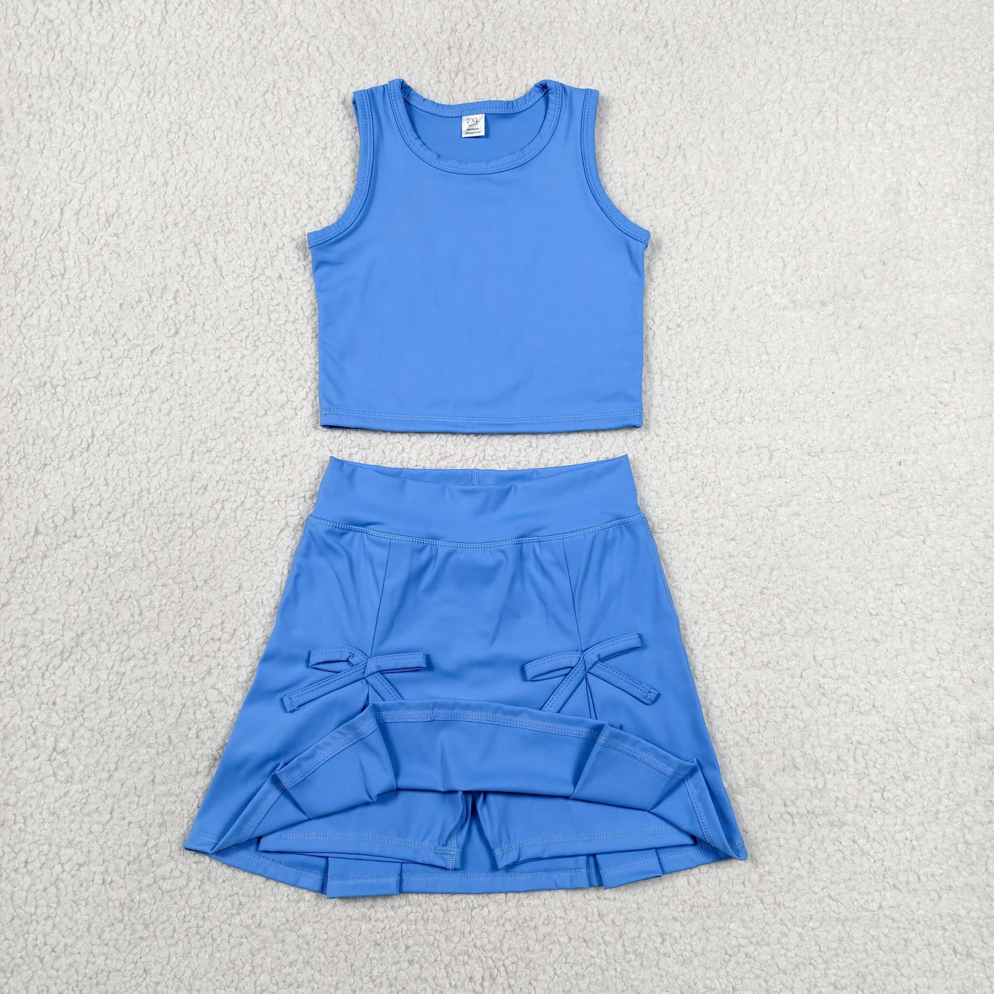 GSD3761 Toddler Girls Blue 2-Piece Set | Sleeveless Top & Skirt Active Outfit