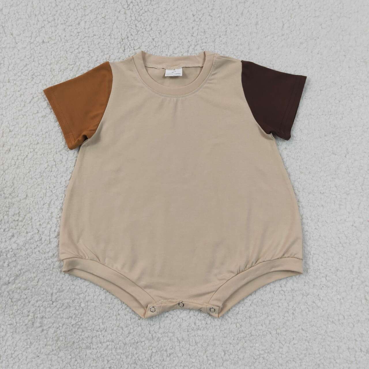 Baby Boys Khaki Patchwork Short Sleeve Romper