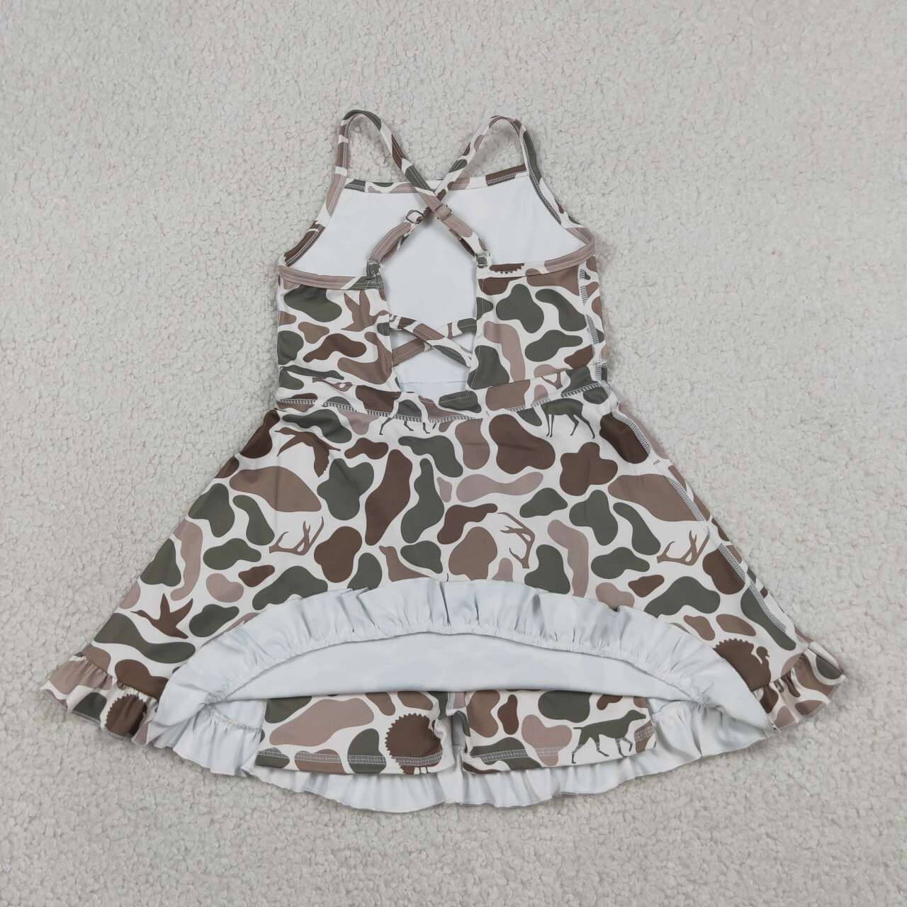 GSD4117 Camo Animals Hunting Strap Ruffle Baby Girls Summer Yoga Dress