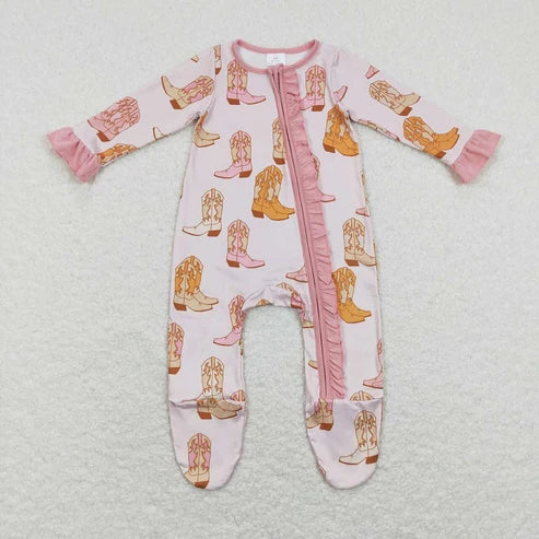 Sibling Baby Girls Boys  Western Boots Pajama Set Romper