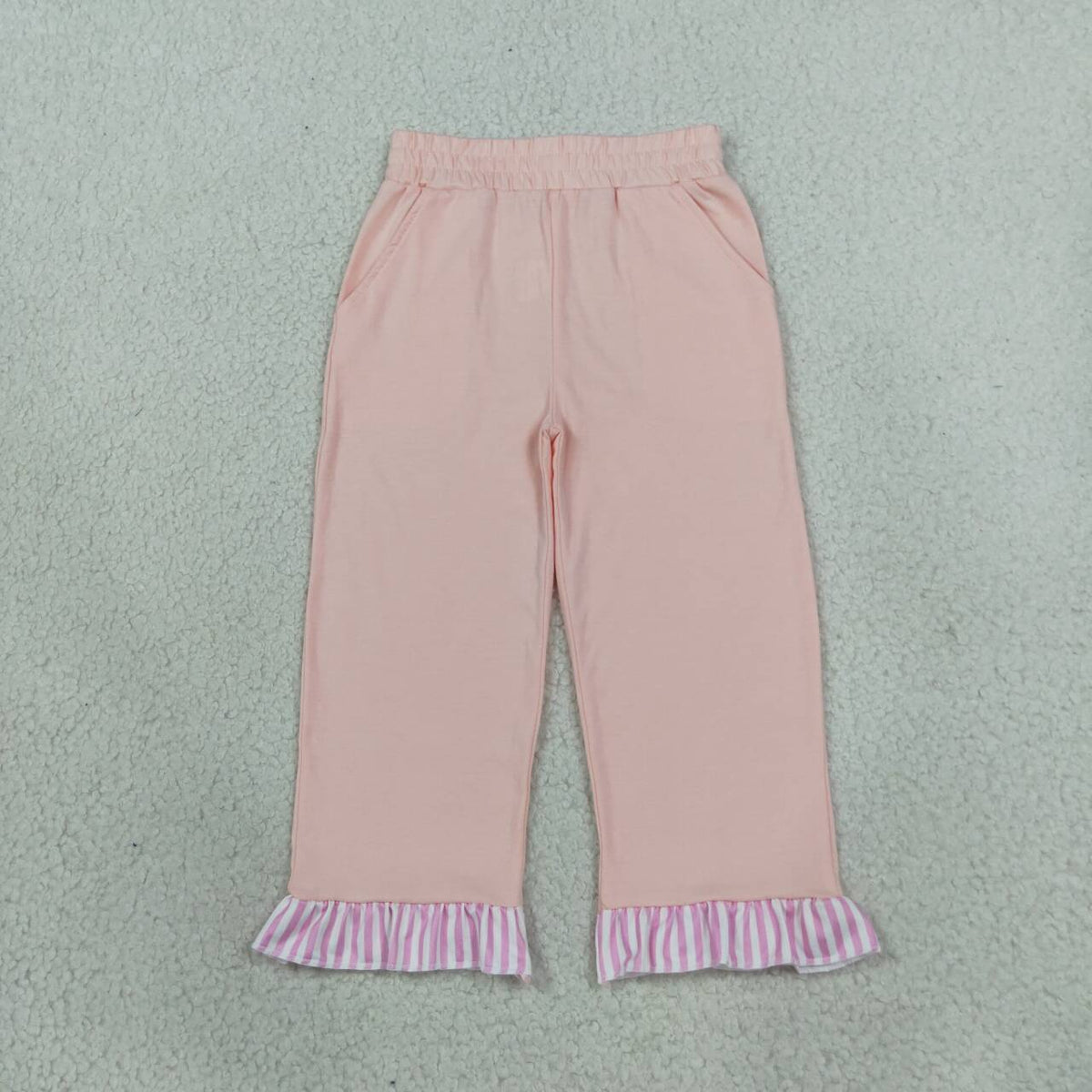 P1151 Pink Girls Wide Leg With Beige Stripe