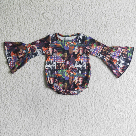 LR0052 Witch Print Baby Girls Halloween Romper