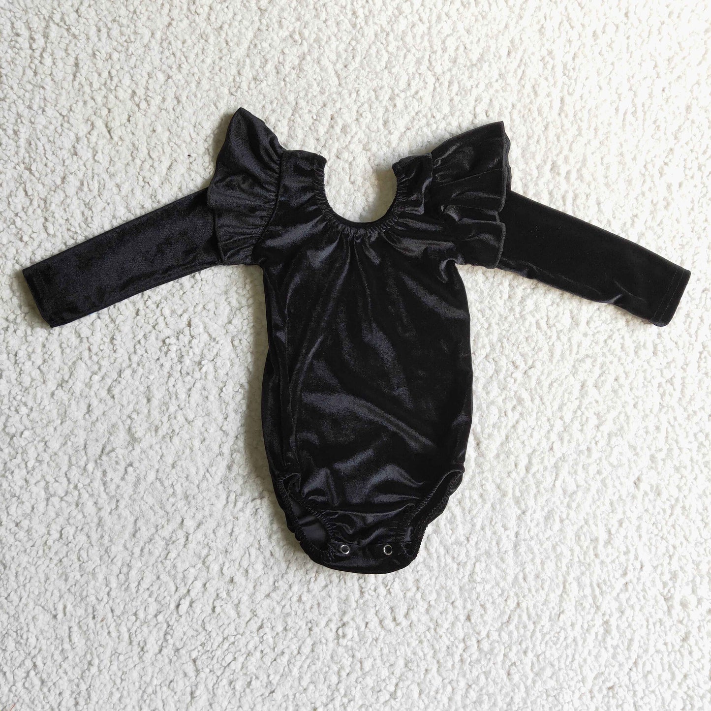 Girls long sleeve black velvet leotard    LR0208